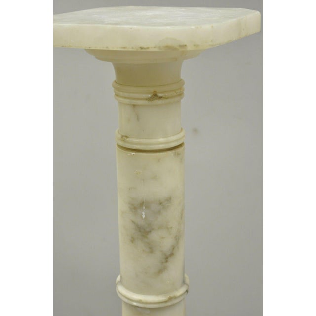 Italian Carved Alabaster Marble Classical Column Statue Pedestal Plant