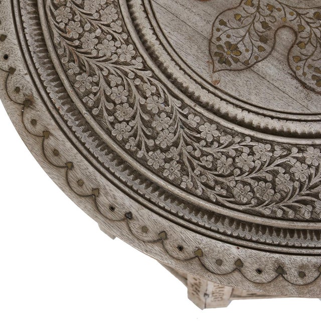 Islamic Hand-Carved Moroccan Accent Table For Sale - Image 3 of 5