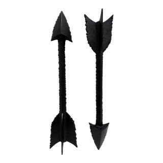Large Rugged Black Metal Arrow Wall Decor-Set of Two For Sale