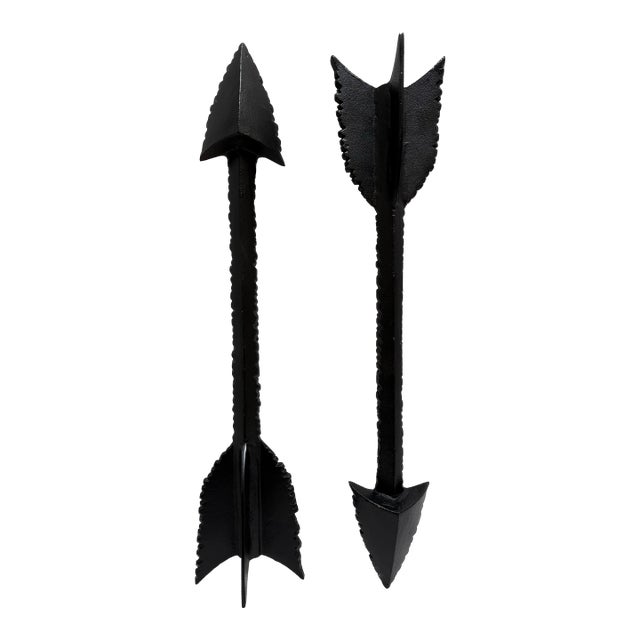 Large Rugged Black Metal Arrow Wall Decor-Set of Two For Sale