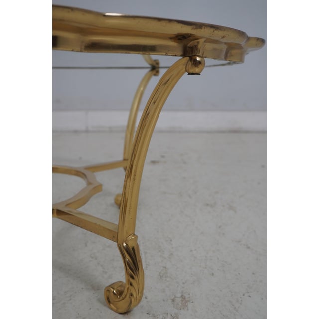 Labarge Brass & Glass Regency Coffee Cocktail Table For Sale In Philadelphia - Image 6 of 14