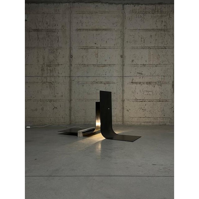 Contemporary Collision 2.1 Floor Lamp in Iron & Travertine by D´ARK Atelier For Sale - Image 3 of 17