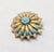 Mid-Century Modern Vintage 1960s Signed Panetta Goldtone Faux-Turquoise Brooch For Sale - Image 3 of 8
