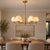 Metal Handcrafted Brass 6-Light Chandelier With Natural Alabaster Globe Shades, Dining Room & Kitchen Island Lighting For Sale - Image 7 of 10