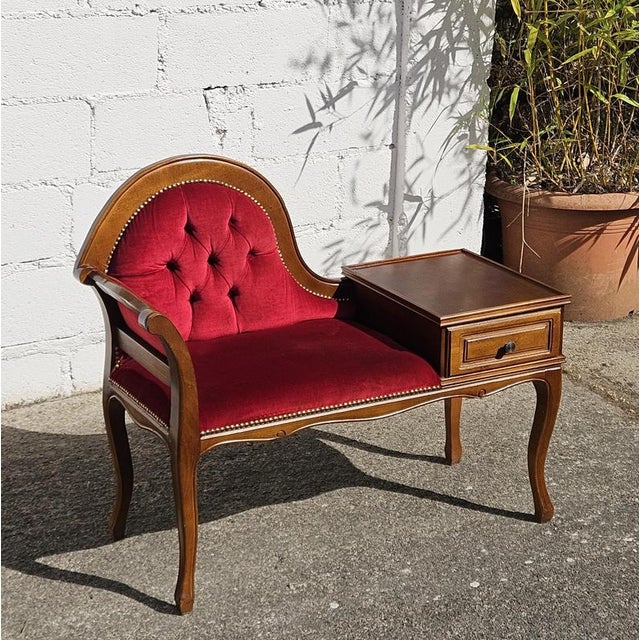 French Vintage Telephone Bench - Love Seat from the 70s. Lovely designed Telephone Bench with spacious storage compartment...