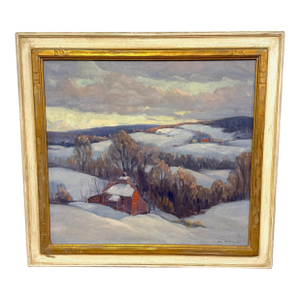 George Lingle Wilstach (American, 1892–1973) Winter Hillside with Red Barn