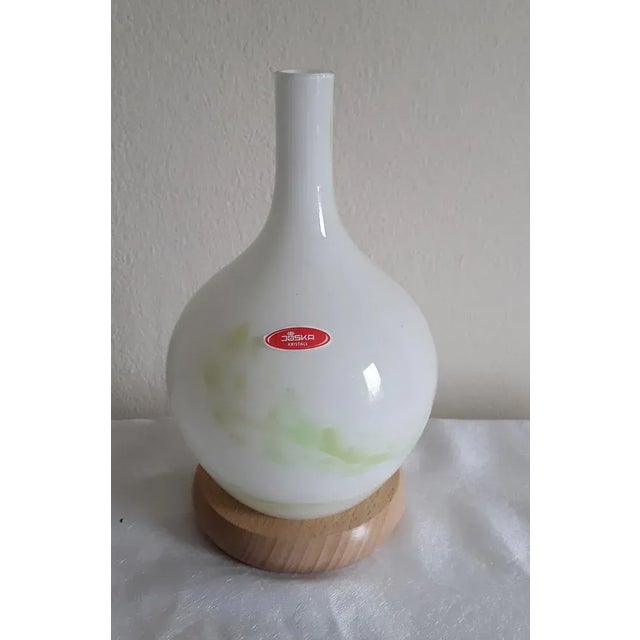 Wood Vintage Bottle-Shaped Table Lamp in Colored Glass & Beech from Joska Kristall, 1990s For Sale - Image 7 of 7