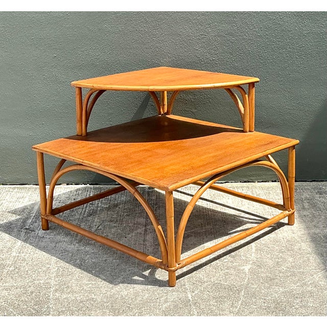 Mid-Century Modern Vintage MCM Stacked Corner Table For Sale - Image 3 of 12