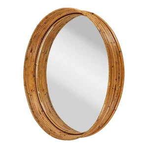 Gabriela Crespi Style Wall Mirror Pencil Reed Ratan Frame