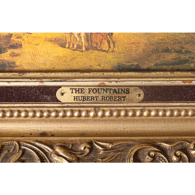 Gold Vintage Old World Architectural Ruins Prints After Hubert Robert in Ornate Gilt Frames, Pair For Sale - Image 8 of 18