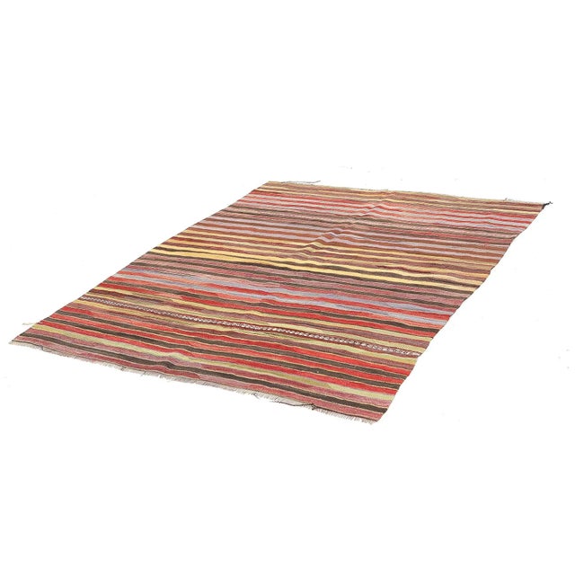 Traditional Mid 20th Century Vintage Striped Kilim Rug For Sale - Image 3 of 7