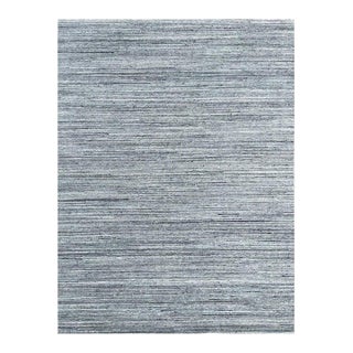 8x10 Gray Hand-Knotted Wool Texture Geometric Modern Carpet Rug For Sale