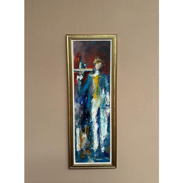 Mid-Century Modern Karl Höglund, Waiter, 1960s, Oil Painting on Panel, Framed For Sale - Image 3 of 14