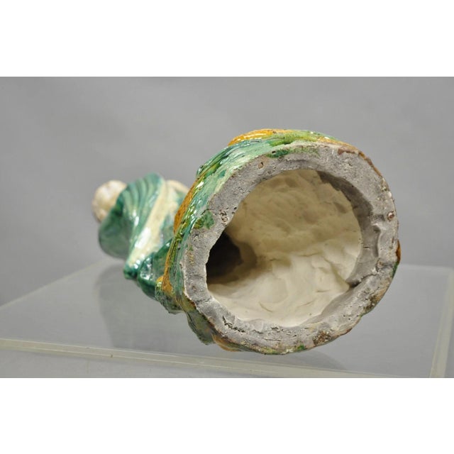 Late 19th Century Antique Chinese Green Sancai Glazed Pottery 21" Guanyin Sculpture Figure For Sale - Image 9 of 12