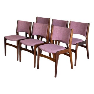 Rosewood Dining Chairs in Style of Erik Buch Upholstered Mid-Century Seating Set of 6 Denmark 1960s For Sale