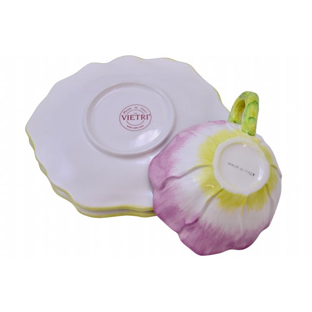 VIETRI Italian Water Garden Cups & Saucers - Pair For Sale - Image 4 of 4