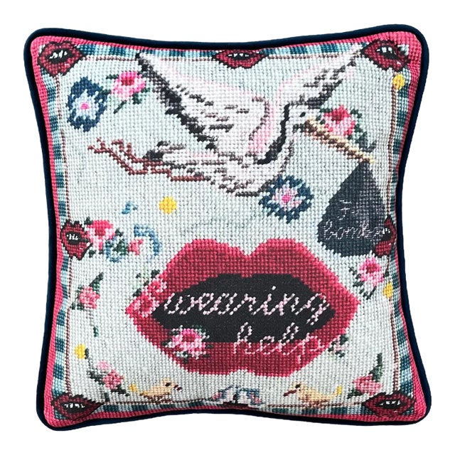 Velvet "F-Bomb" Custom Made Feather Down Pillow, Original For Sale