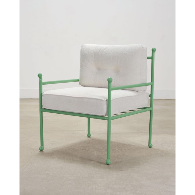 Set of Four French Mid-Century Iron Garden Lounge Dining Armchairs For Sale - Image 11 of 18