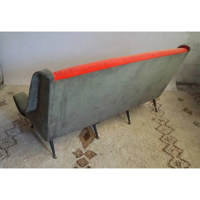 French Red Sofa, 1950s For Sale - Image 6 of 7