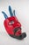 Wood Large Vintage Hand Carved Red Diablo Costume Mask With Beard & Blue Feathers For Sale - Image 7 of 18