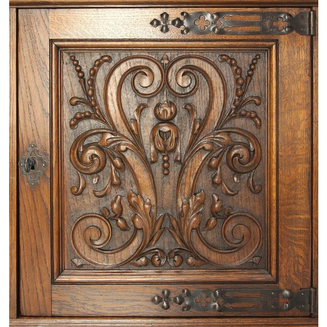 Neo-Renaissance Spanish Large Carved Oak Buffet, 1950 For Sale - Image 9 of 18