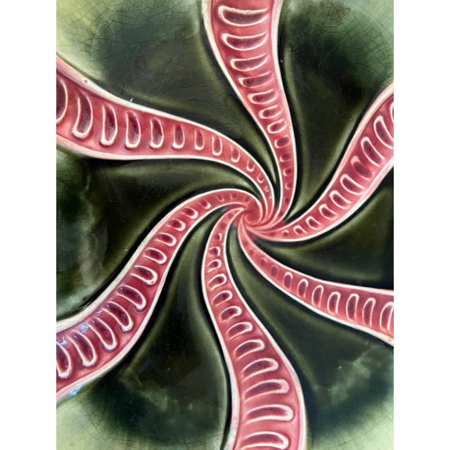 French Majolica Pink Swirl Platter C. 1920's For Sale - Image 4 of 7