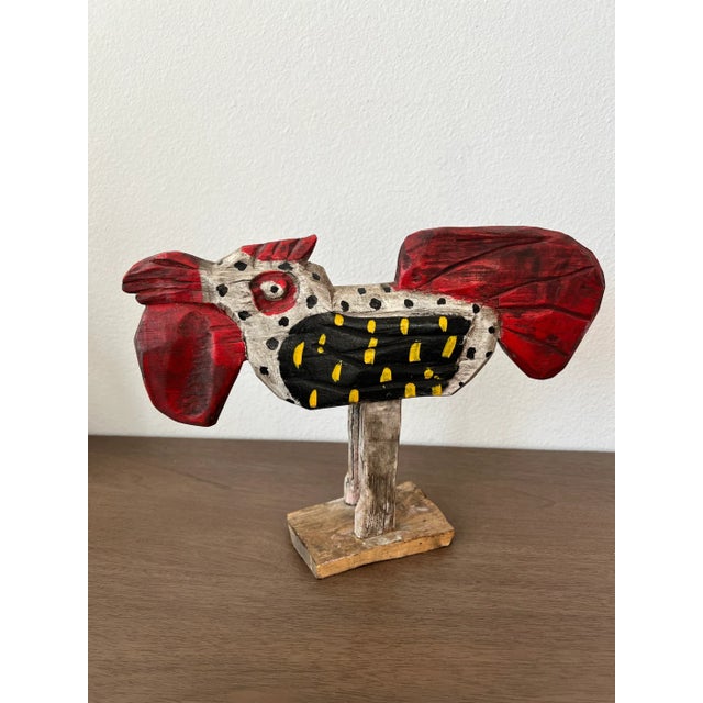Whimsical Vintage Guatemalan Rooster Folk Art Sculpture For Sale - Image 10 of 10