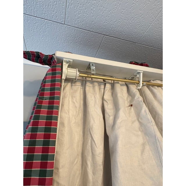 Custom Plaid Silk-Style Taffeta Balloon Shade With Original Lift Hardware, 60” For Sale - Image 9 of 17