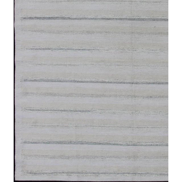 Mid-Century Modern Modern Scandinavian Flat Weave Rug With Subtle Horizontal Stripe Pattern For Sale - Image 3 of 12