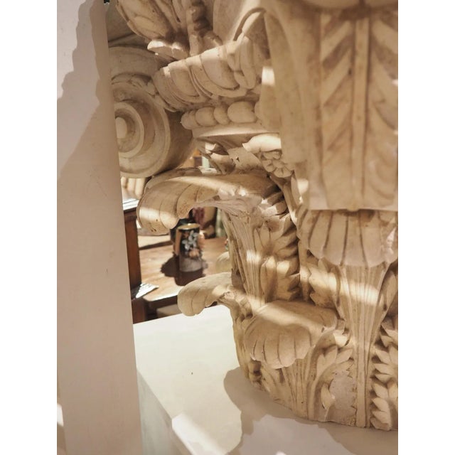 Large Plaster Composite Order Capital on Wooden Pedestal, France, Early 1900s For Sale - Image 9 of 13