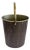 Vintage Faux Woodgrain Mid-Century Wastebasket With Brass Handle For Sale