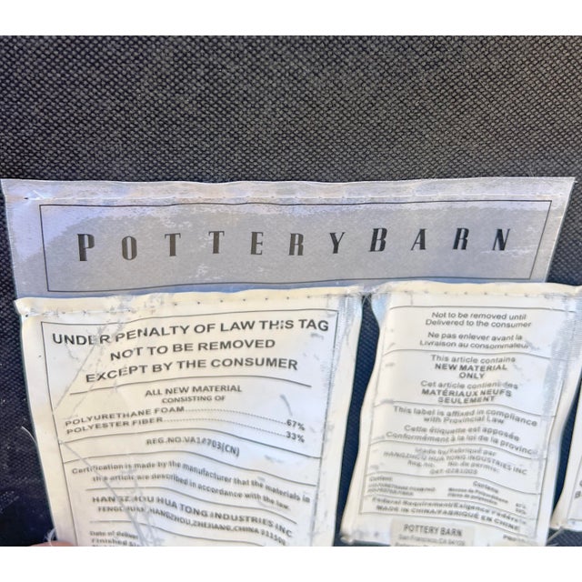 Brown Distressed Leather Pottery Barn Chair and Ottoman For Sale - Image 8 of 9