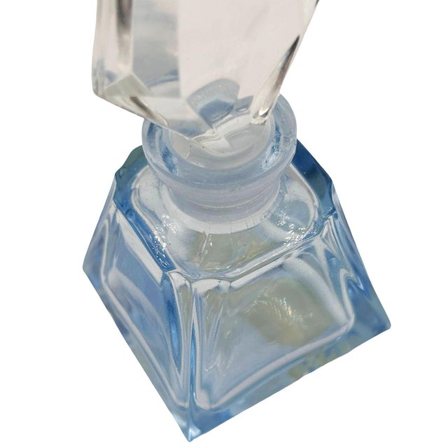 1950s 1950s Art Deco Geometric Blue Crystal Perfume Bottle by Irice West Germany For Sale - Image 5 of 5