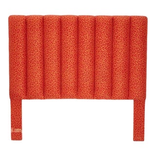 1980s Channel-Tufted Leopard Print Full/Queen Headboard For Sale