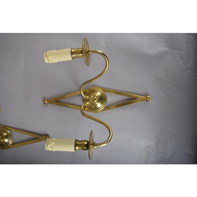 Vintage Polished Brass Wall Sconces by Maison Baguès, 1950s, Set of 3 For Sale - Image 14 of 16