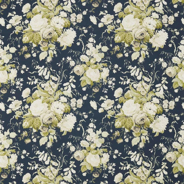 Sanderson Stapleton Park Fabric in Navy/Olive - a Sample For Sale