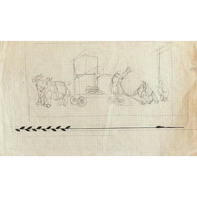 Figures is an original drawing in pencil on paper realized by Gabriele Galantara. the state of preservation of the artwork...