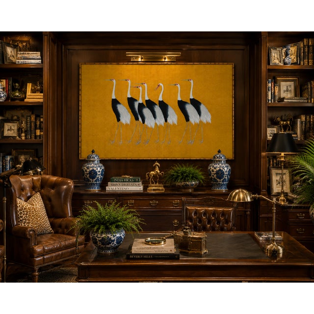 Japanese Crane Study, Vintage Art Print Reproduction, 60" X 40" For Sale - Image 10 of 11
