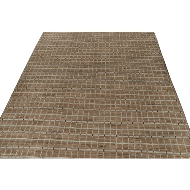 Rug & Kilim Rug & Kilim’s Moroccan Rug with Beige-Brown Stripes and Geometric Pattern - 8x10 For Sale - Image 4 of 7