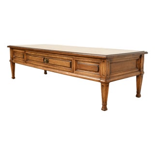 Thomasville French Regency Louis XVI Carved Pecan Wood Coffee Table or Cocktail Table, Circa 1960s For Sale