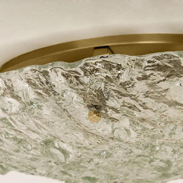 Gold Textured Wave Glass Flush Mount from Kaiser Leuchten, 1970s For Sale - Image 6 of 16
