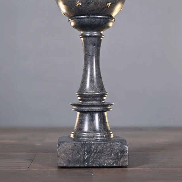 Empire Classic Grey and Black Marble Bilboquet with Gilded Bees For Sale - Image 4 of 7