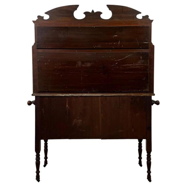 Brown Antique English Edwardian Burr Walnut and Marble Washstand For Sale - Image 8 of 11