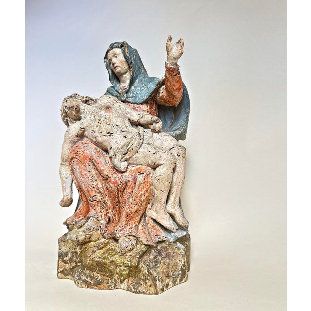 Pieta, Vesperbild, 17th Century German, Carved Wood, Painted For Sale - Image 6 of 13