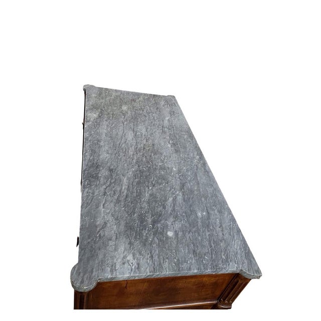 Antique Italian Louis XVI Commode in Walnut with Gray Marble For Sale - Image 11 of 18