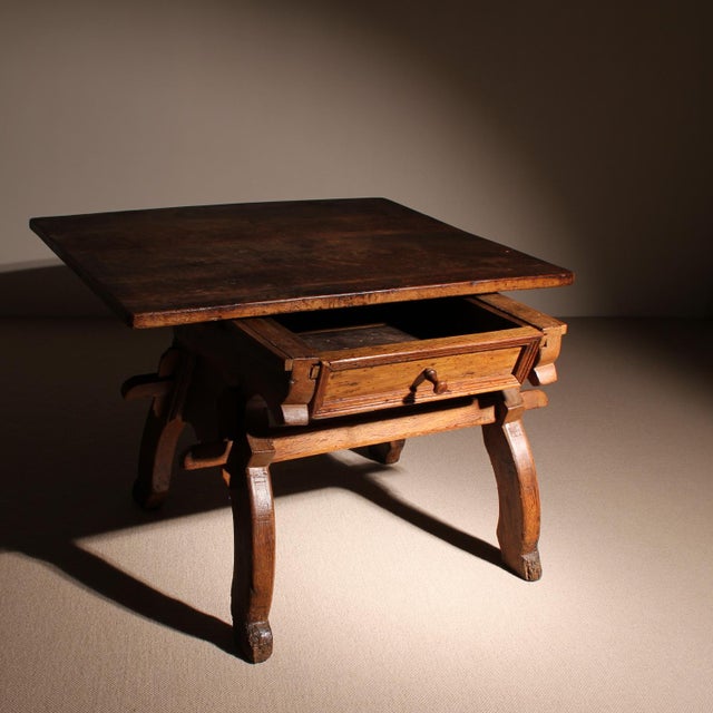 18th Century Alpine Rustic Jogltisch Farmhouse Table in Oak For Sale - Image 3 of 17