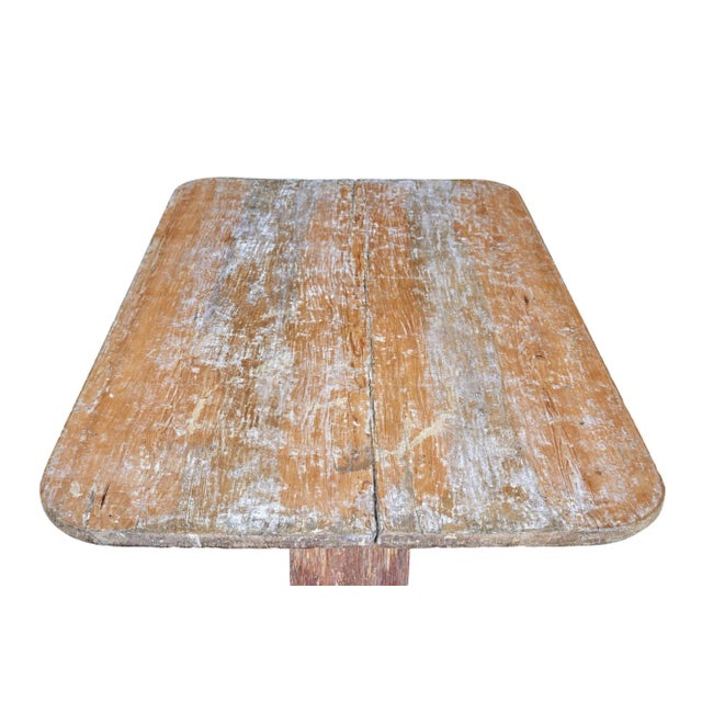 Antique Swedish Rustic Painted Trestle Table For Sale - Image 6 of 8
