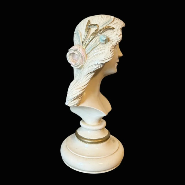 Shabby Chic Large Vintage Hand Carved Wood Lady Bust - Paris Apartment - Chippy Shabby Chic For Sale - Image 3 of 6