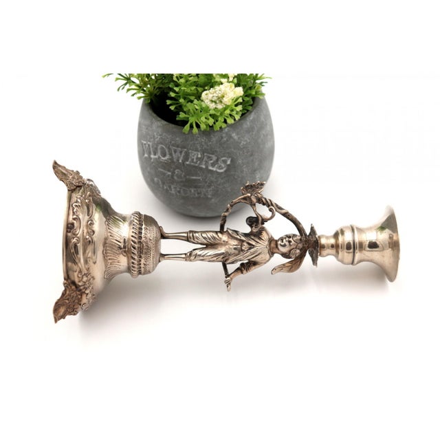 Silver Toothpick Holder with Boy on Pedestal with Reliefs For Sale - Image 3 of 7