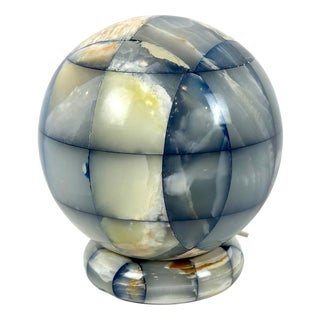 Vintage Italian Onyx Ball Table Lamp, 1980s For Sale